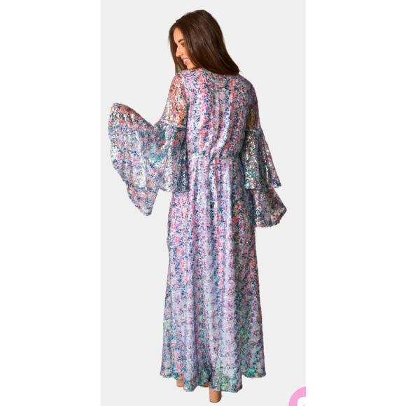 NWT Buddy Love Sequin Colette Long Sleeve Maxi Dress in Flash, S - Picture 4 of 12